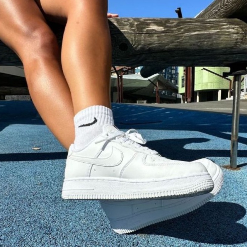 Nike White Leather Air Force 1 Sneakers